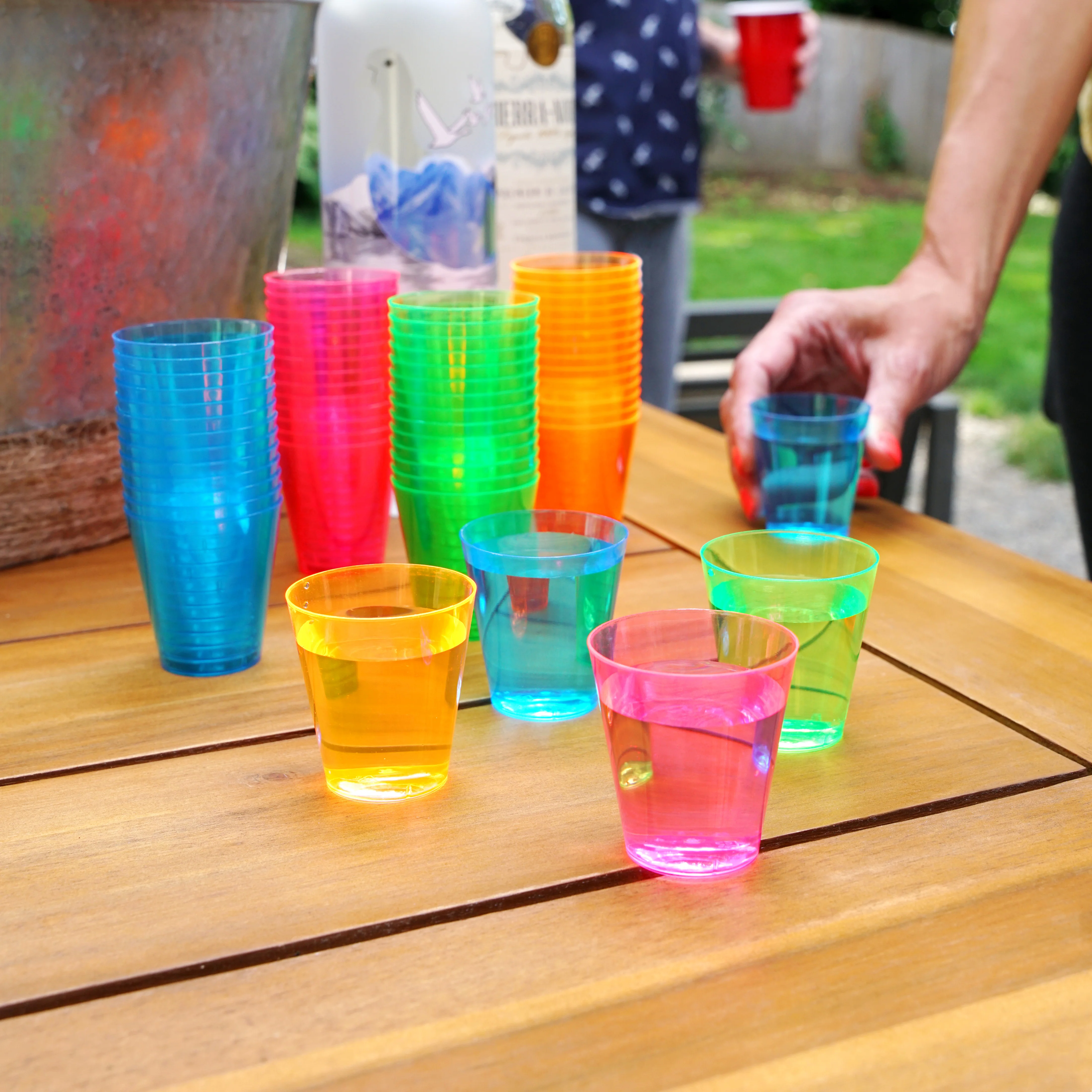 Party 2 oz Plastic Shot Glasses in Assorted Neon, 60ct - Image 3