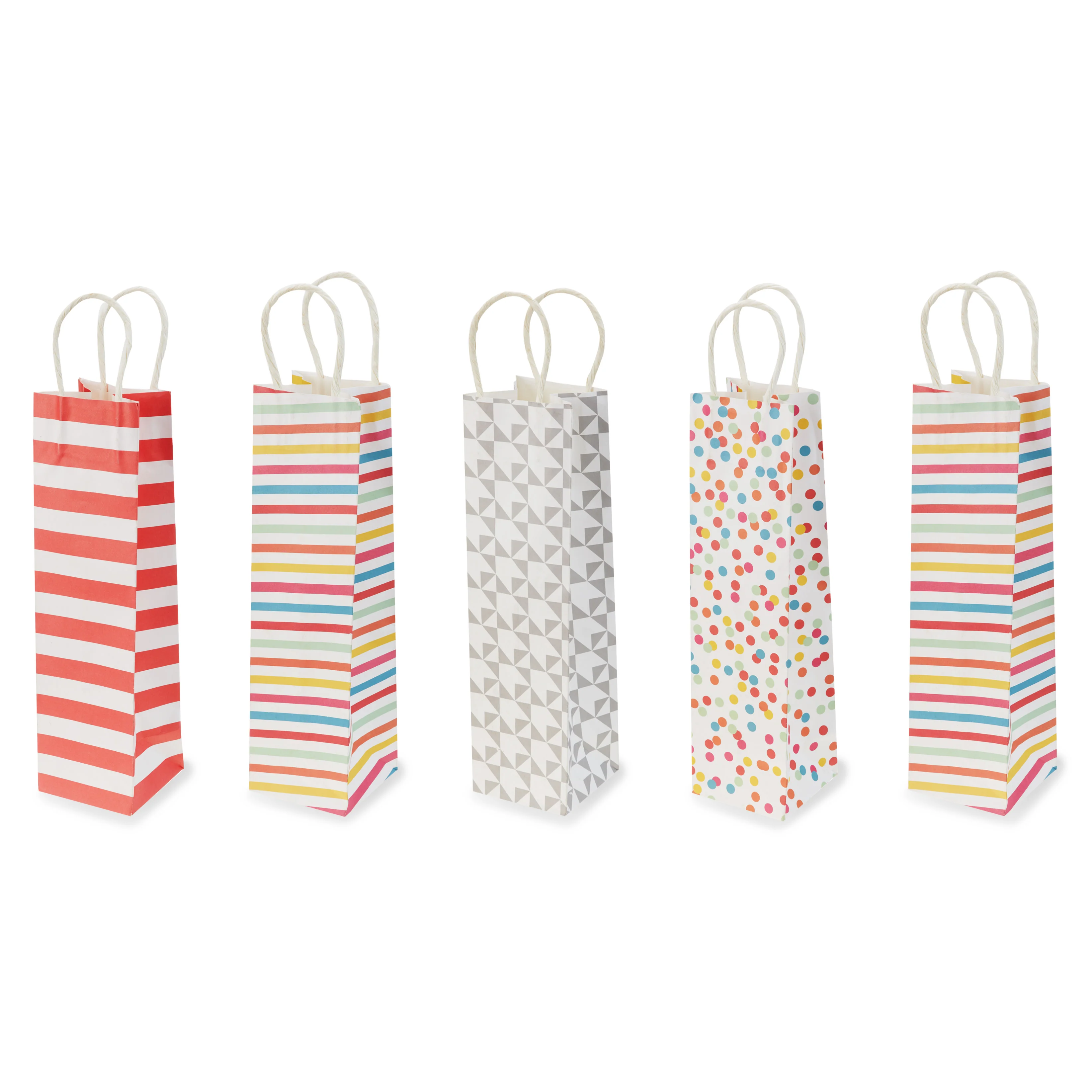 Kraft Single Bottle Wine Bag in Assorted Colors, Set of 5