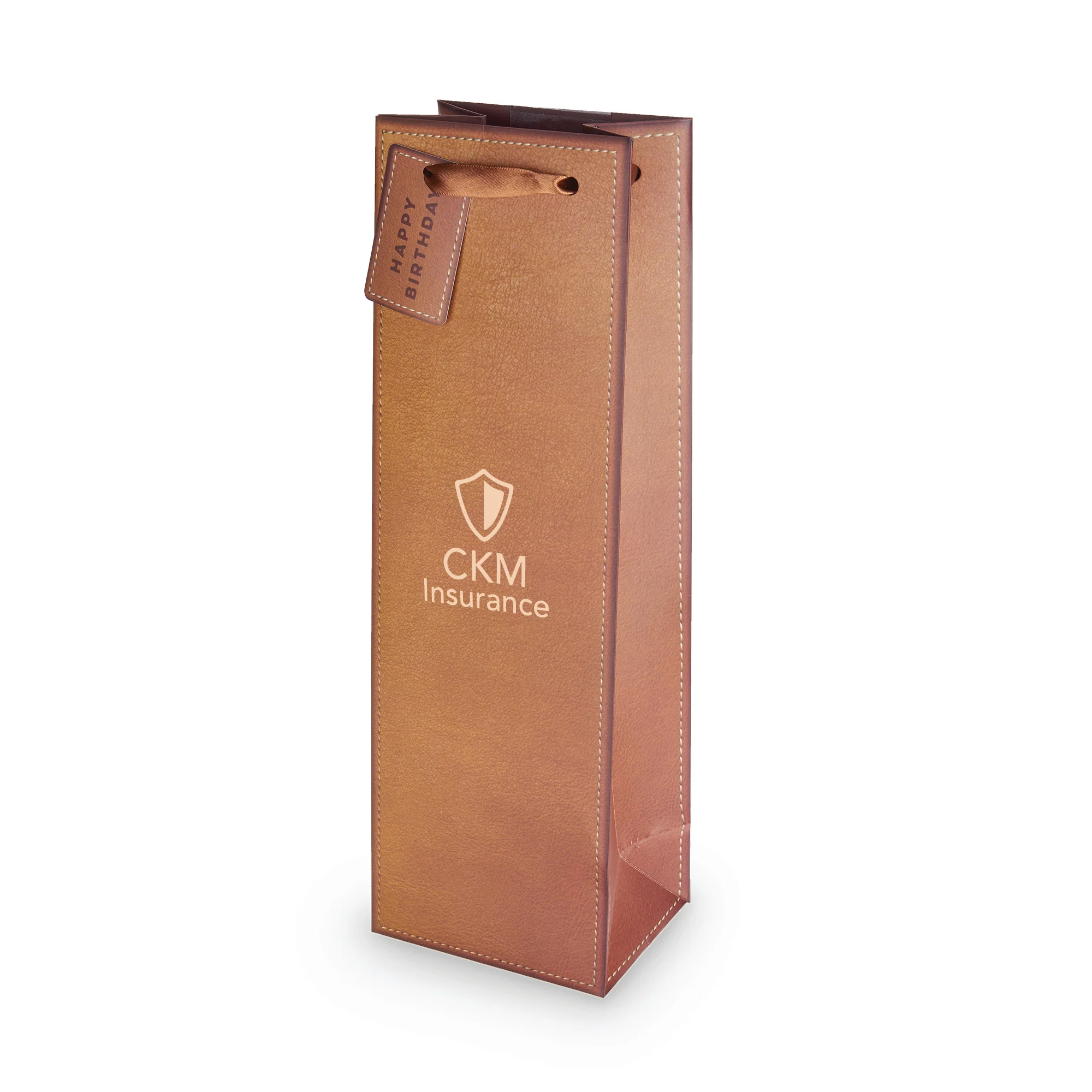 Faux Leather Single Bottle Wine Bag - Image 2